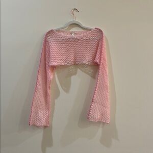 Urban outfitters Pink Crochet Crop shrug